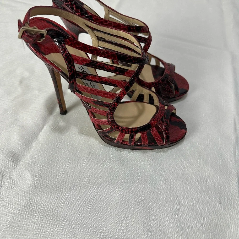 Jimmy Choo Red & Black Snakeskin Heels 39.5